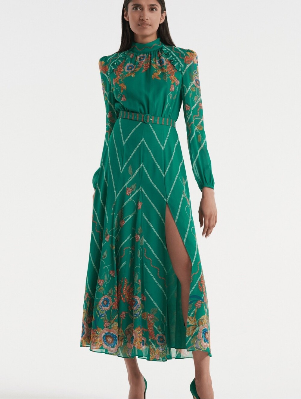 Saloni Jacqui B Dress in Emerald Barley Hotsell